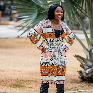 ANKARA Duster Jacket - Aztec print